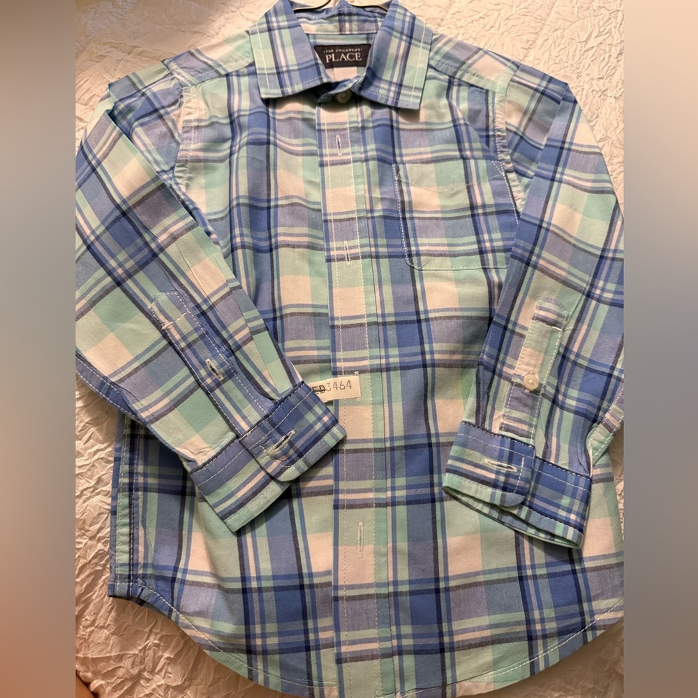 Toddler top Blue and Green Plaid 3T pressed never worn